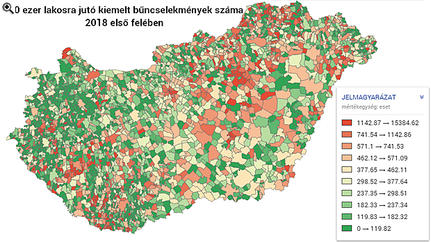 bűnözési térkép Lopások, betörések, gyilkosságok   Térképen Magyarország 